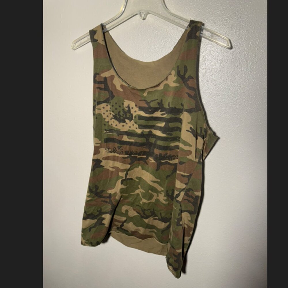 American Flag Print Camo Raceback Tank Top (Americana)